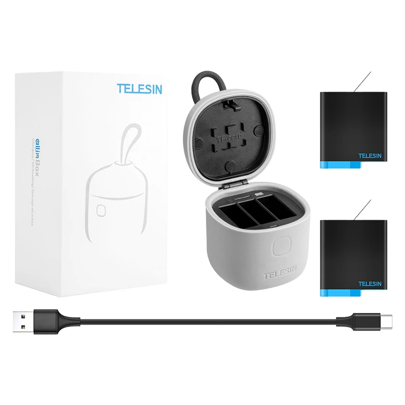 Зарядное устройство TELESIN USB 3 0 TF для чтения и записи Gopor Hero 8 черный аккумулятор Go Pro