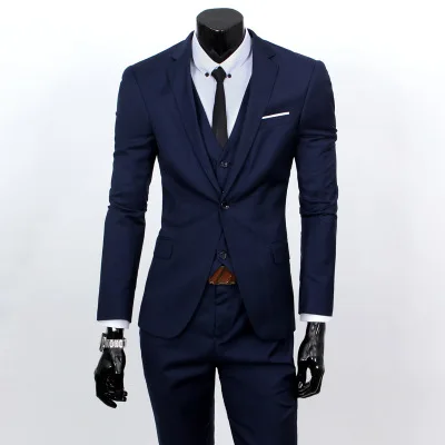 ZOGAA мужские вечерние костюмы Бизнес Slim Fit свадебные костюмы жениха чистый цвет 3 шт. костюмы плюс размер мужские костюмы для отдыха 5XL 4XL