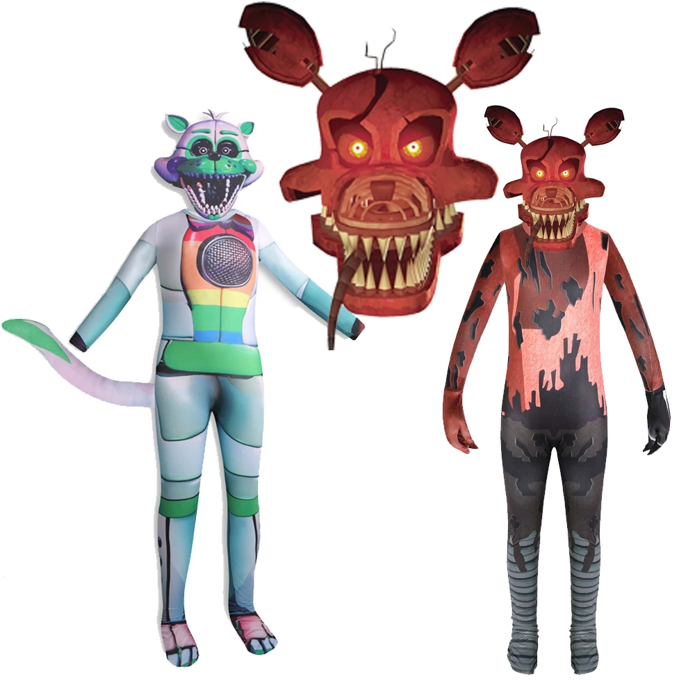 Костюм косплея Terror Game FNAF Nightmare Bear Rabbit для Хэллоуина и Пасхи для мальчиков и девочек, аниме.