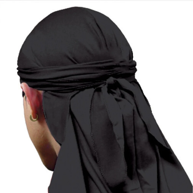 Модный шарф Du-Rag, головной убор, шапка с завязками, Байкерская Кепка, мужская, женская, для спорта на открытом воздухе, головной убор, одноцветная повязка на голову, банданы