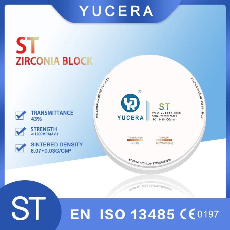 Yucera ST циркония блок стоматологические блоки из диоксида циркония с многослойным стоматологическим цирконием CE ISO