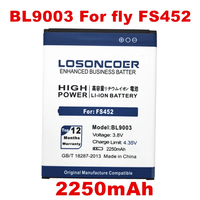 LOSONCOER 2250mAh BL9003 батарея для оригинального Fly FS452 Nimbus 2 замены литий ионного