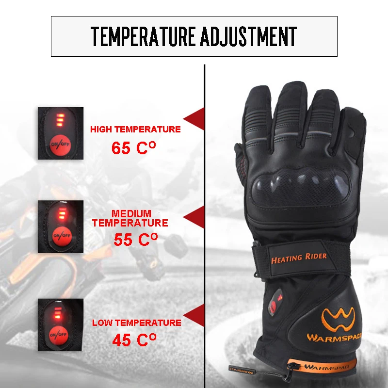 Мотоциклетные защитные перчатки теплые гоночные с нагревательным литиевым