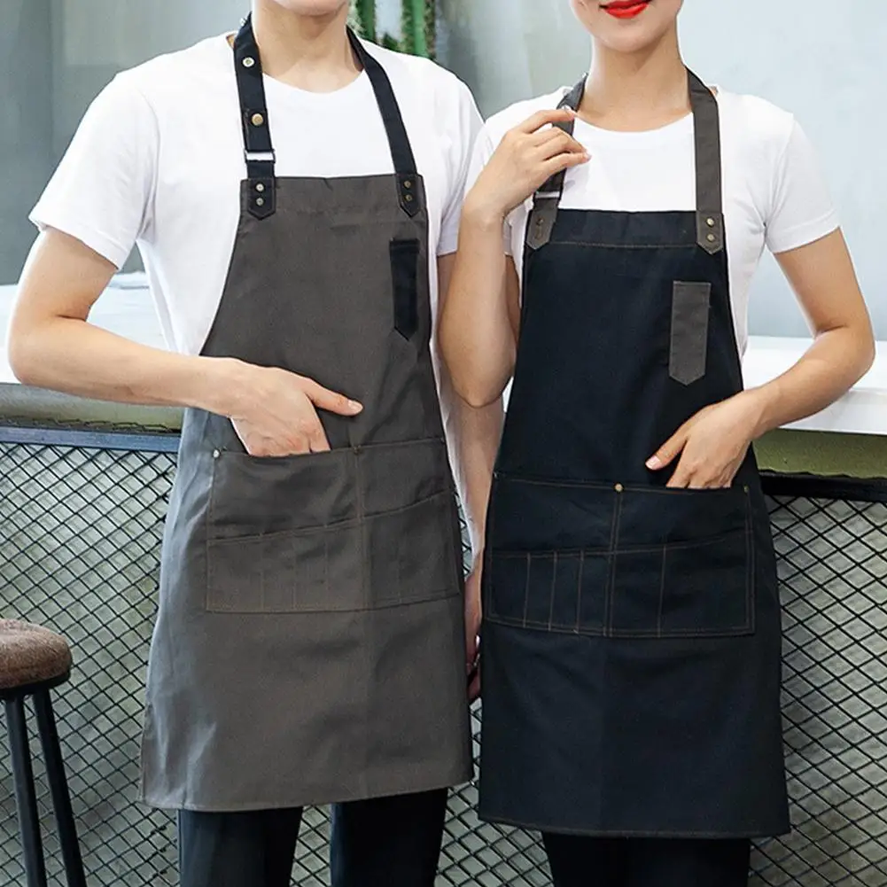 Новый Джинсовый фартук для женщин и мужчин с регулируемой кнопкой Карманный