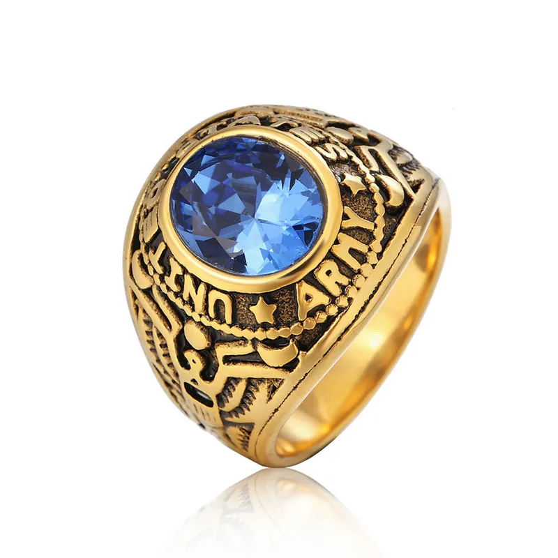 Новое винтажное Золотое кольцо из нержавеющей стали с логотипом американского