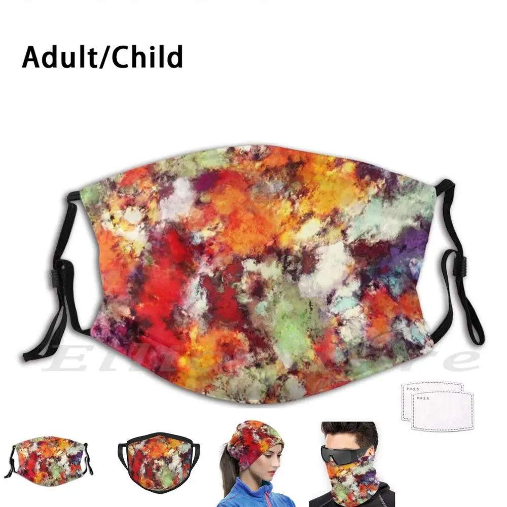 Маска с принтом моющийся фильтр смешной рот красный желтый оранжевый