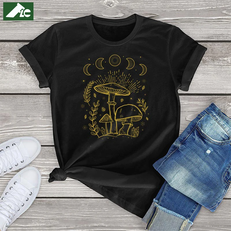 

Funny Aesthetic Graphic Short Sleeve Tee Tops Cotton Cottagecore Mushroom T-Shirt Women Clothing Unisex Harajuku Women Shirts