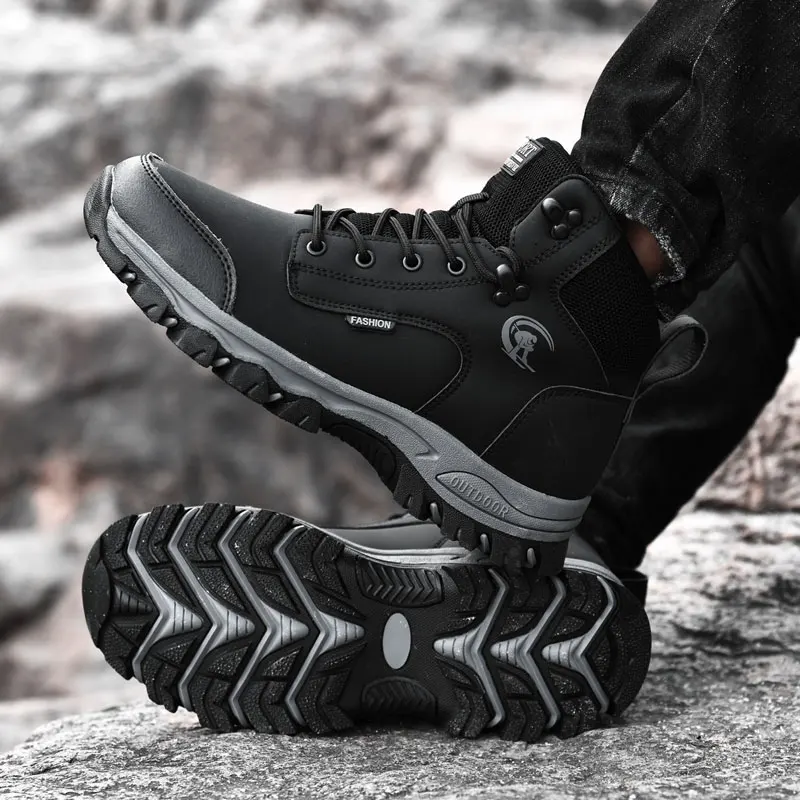 Ботинки мужские кожаные водостойкие повседневные ботинки до щиколотки в стиле