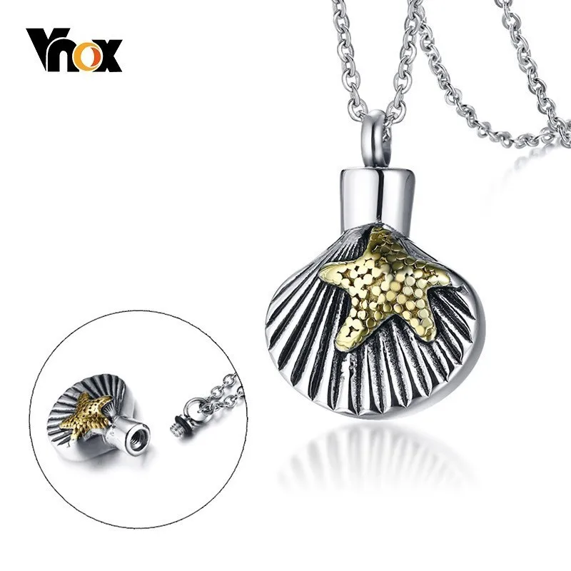 Vnox Shell подвеска в виде морской звезды для женщин и мужчин из нержавеющей стали урн