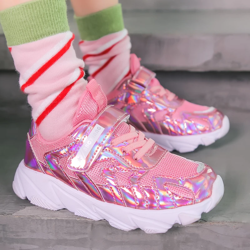 Кроссовки Детские сетчатые с блестками брендовые дышащие Нескользящие для бега