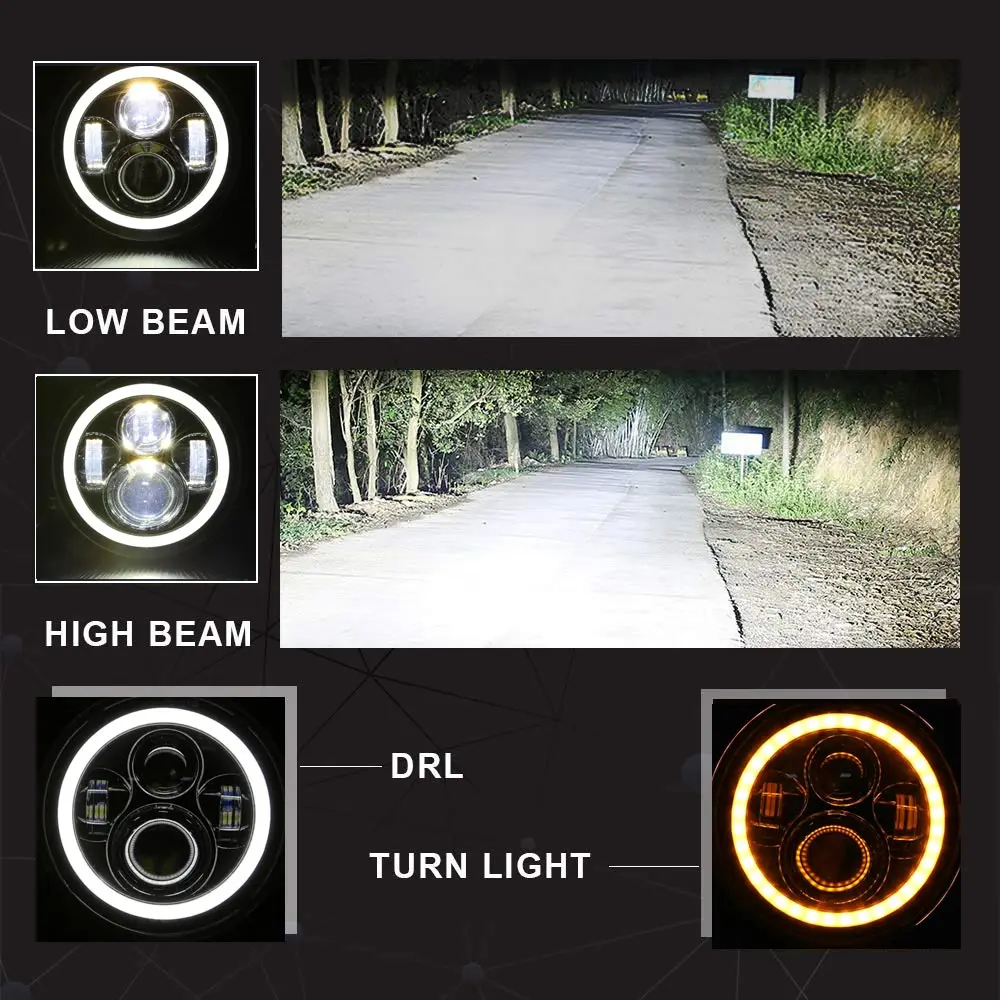 7 дюймовый светодиодный галогеновые фары головного света с поворота янтарного