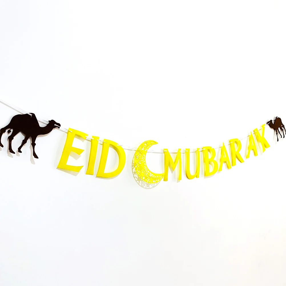 1pc Eid Mubarak Letters Banner Camel Bunting Garland Hanging Banners Pennants Pendant Flag Party Decorations For Lesser Bairam | Дом и сад