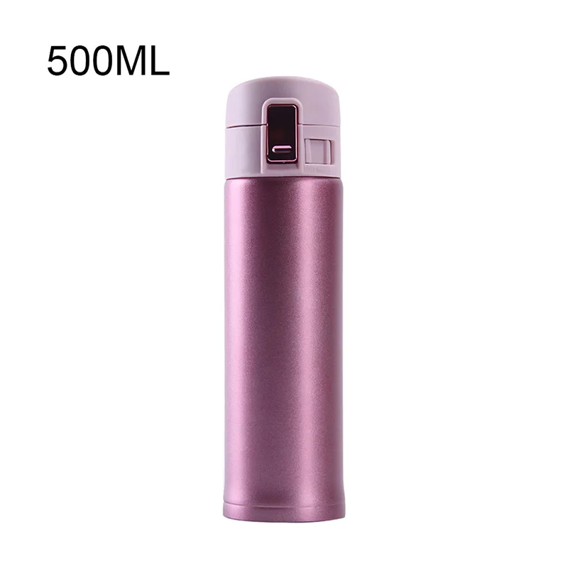500ML pink HIFUAR 350/500 мл Термос с изоляцией кружка с двойными стенками Вакуумная чашка из нержавеющей стали Термос бутылка термос кружки для чая кофе - Цвет: 500ML pink