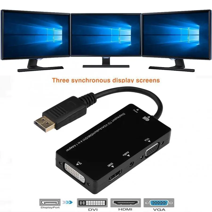 4 в 1 DisplayPort DP Мужской к HDMI VGA DVI аудио кабель адаптер конвертер для ПК аудио|Кабели