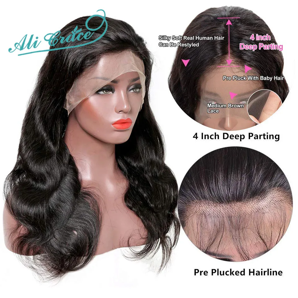Ali Grace волнистый парик с кружевом спереди 28 дюймов волнистые человеческие волосы - Фото №1