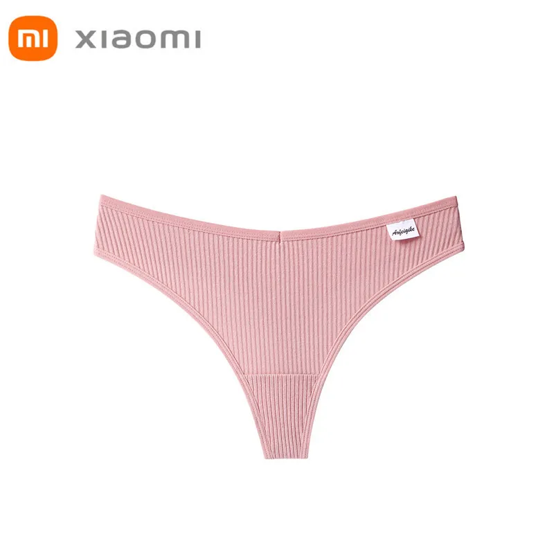 

XiaoMi mijia-Calzoncillos de algodón sin costuras para mujer, ropa interior sexy de cintura baja, transpirable, amigable con la