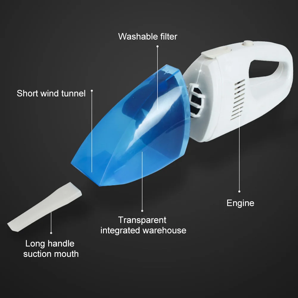 

Mini Car Vacuum Cleaner 12V Lighter Powered Wet and Dry Dual Use Portable Dust Vacuum Cleaner Car Interior Accessories