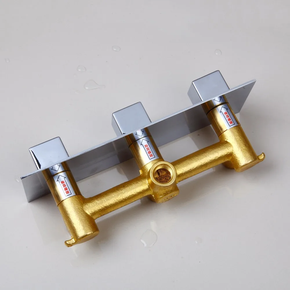 KEMAIDI роскошный настенный квадратный стиль латунный душевой набор с водопадом