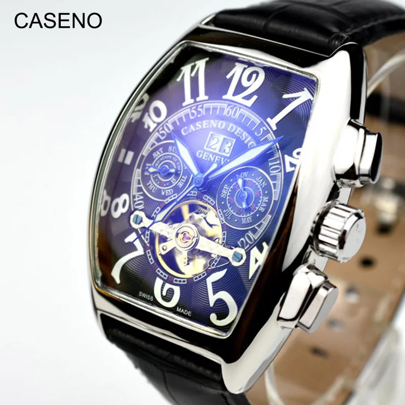 

Luxury Tourbillon Watches Steel Belt Business Men's Automatic Tourbillon Mechanical Watch Skeleton Watch Relogio CASENO