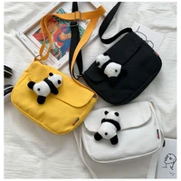 cute panda pendant messenger bag solid casual shoulder bag shopping street school 2021 new fashion trend crossbody bag