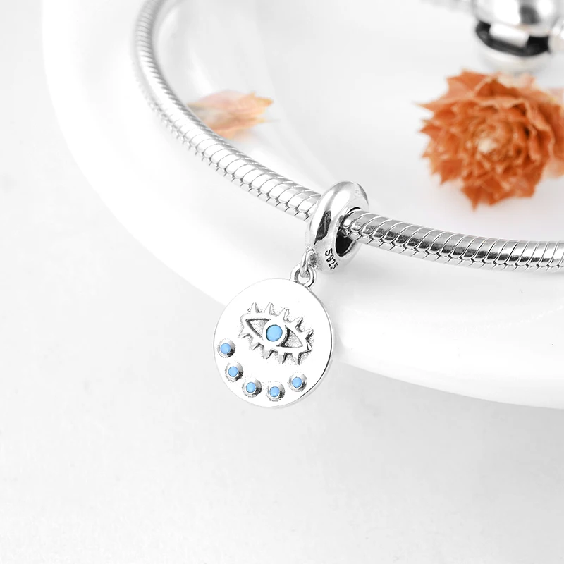 Authentic 925 Sterling Silver Evil blue eye Charms for Jewelry making Pendants Fit Original European Bracelet Necklace 2018 | Украшения и