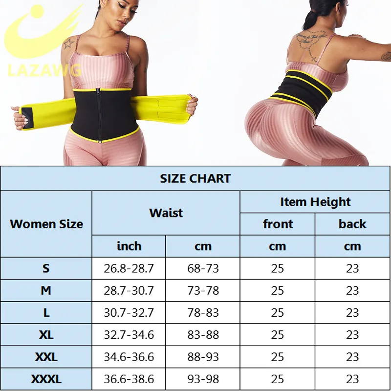 LAZAWG Front Zipper Hooks Firm Body Shapewear Neoprene Hot Sweat Waist Trainer Cincher Shaper for Weight Loss Plus Size | Женская одежда