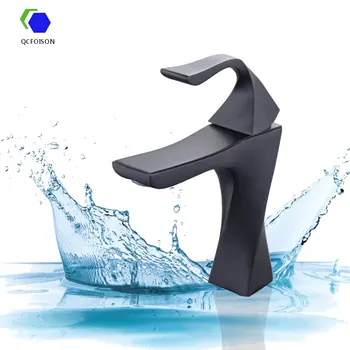 QCFOISON Bathroom washbasin faucet creative modern simple hotel high end hot water faucet black luxury mixer touch tap