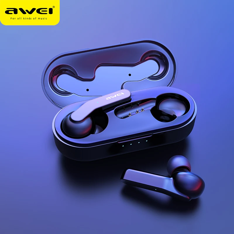 

AWEI T10C TWS Bluetooth 5.0 Earphone Intelligent Touch Control Headset Handsfree True Wireless Earbuds With Mic