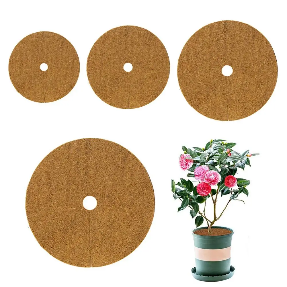 

Coco Fiber Mat 10PCS Coconut Fibers Mulch Ring Tree Protector Mat Coco Coir Mulch Ring Mat For Indoor Outdoor Potted Plants Tr