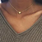 Ожерелье-чокер в форме сердца для женщин, Золотая цепочка, маленькое ожерелье с кулоном в виде сердца на шею, богемное ожерелье-чокер, ювелирные изделия A012