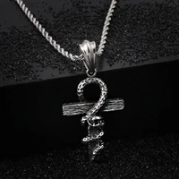 haoyi vintage snake shape egypt cruz pendant necklace gothic 316l stainless steel punk mens jewelry