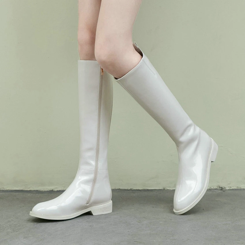 

Сапоги женские зимние из лакированной кожи, до колена, размеры 3-11