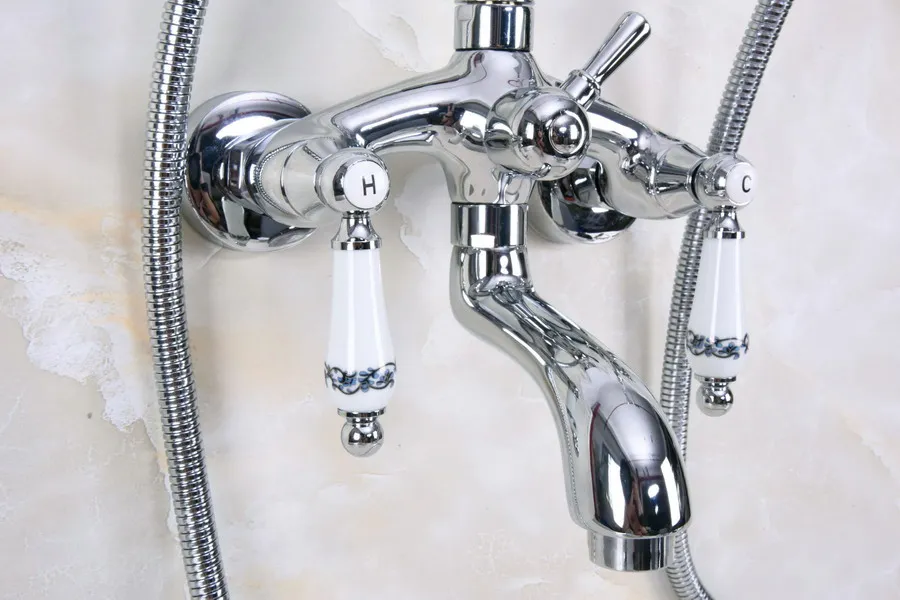 Настенный хромированный смеситель для раковины и ванной комнаты|Смесители