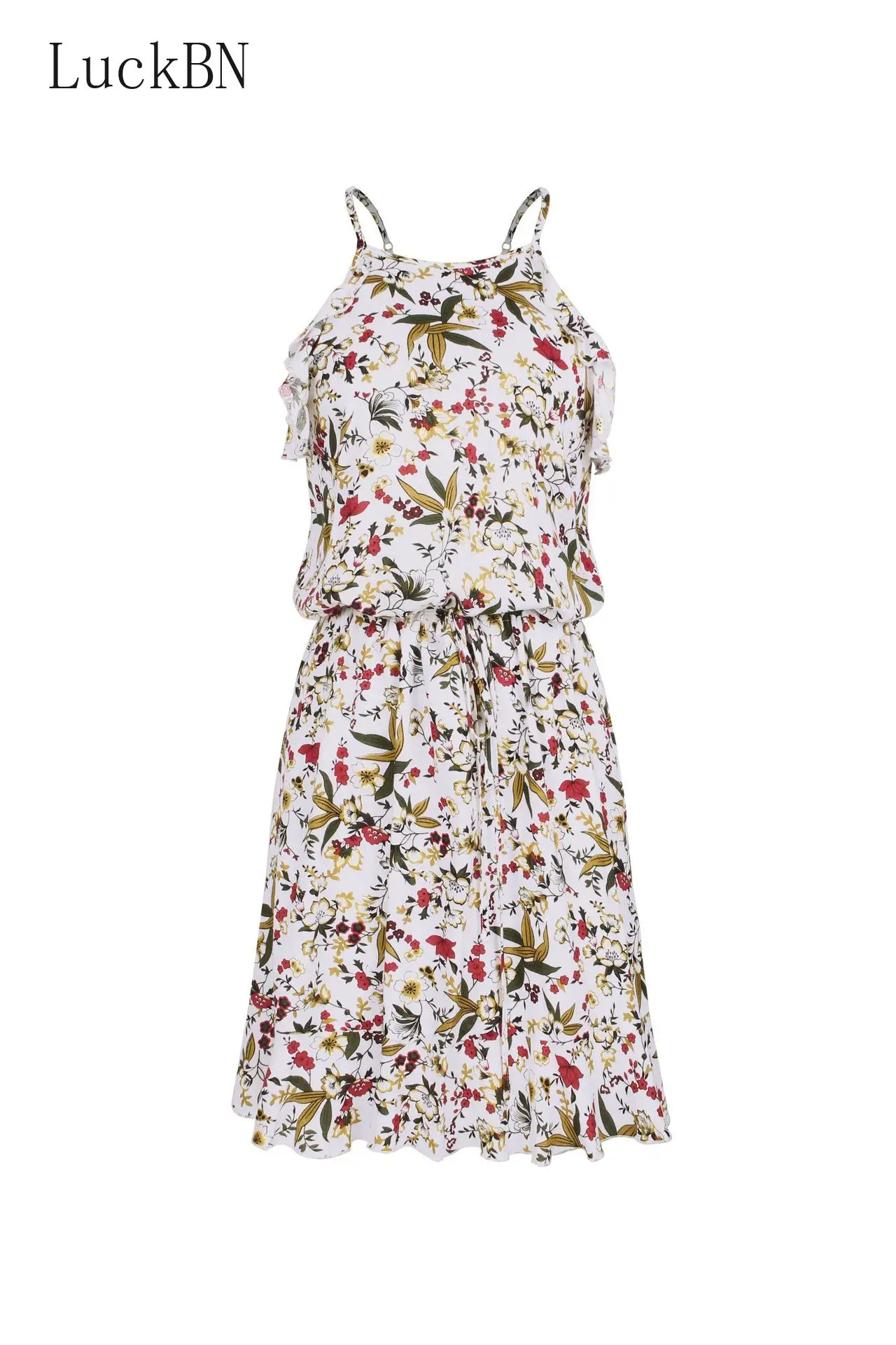 

High Street Summer Sexy Halter Floral Print Mini Dress 2020 Vintage Sleeveless Dress Beach Casual Party Short Dress for Women