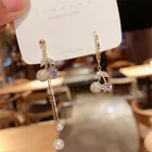 Корейские серьги, модные ювелирные изделия, асимметричные серьги-гвоздики с вишней и кисточками, милые кристаллы, крупные серьги для женщин, оптовая продажа