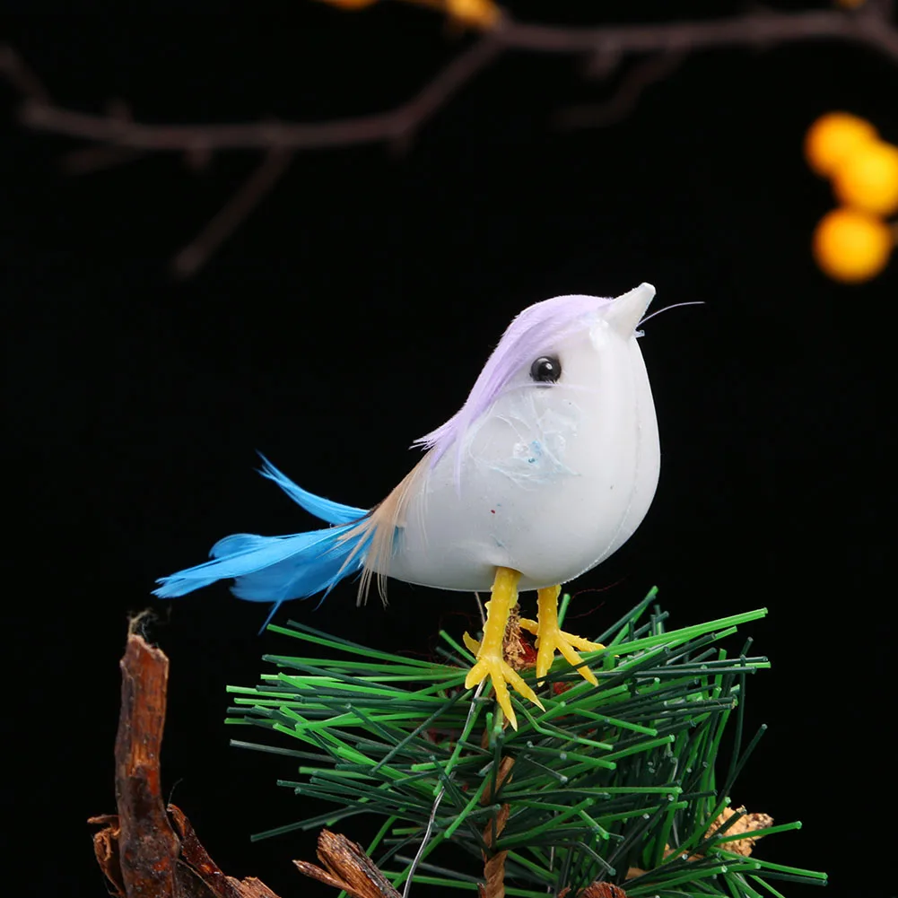 24pcs Feather Lawn Figurine Ornament Bird Handmade Simulation Mini Birds Props Wedding Decoration DIY Party | Дом и сад