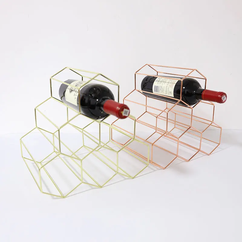 

Strong and Sturdy Golden Rose Wine Rack 6-Hole Wine Basket Wine Storage Tools Bar Chateau Wine Bottle Container