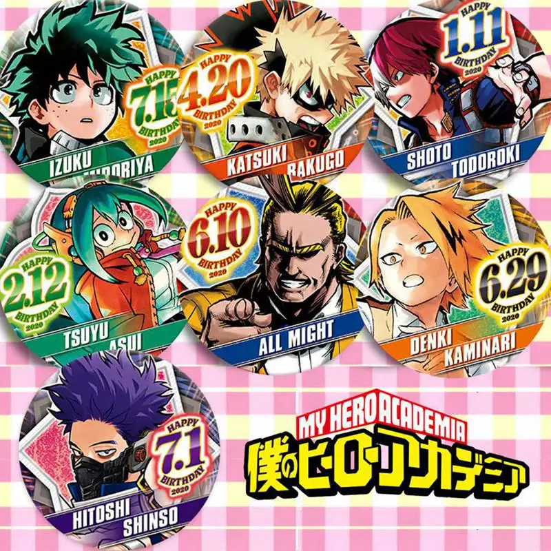 

7Pcs/Set Anime My Hero Academia Cosplay Badge Cartoon No Hero Academia Brooch Pins Collection Bags Badges For Backpacks Clothing