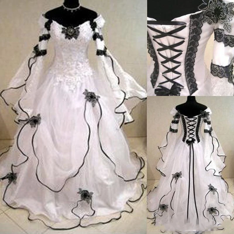 Винтажное свадебное платье размера плюс, готическое ТРАПЕЦИЕВИДНОЕ ПЛАТЬЕ с...