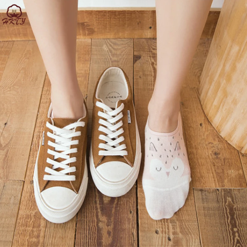 5 пар/партия милые женские носки-башмачки с рисунком кота короткие невидимые