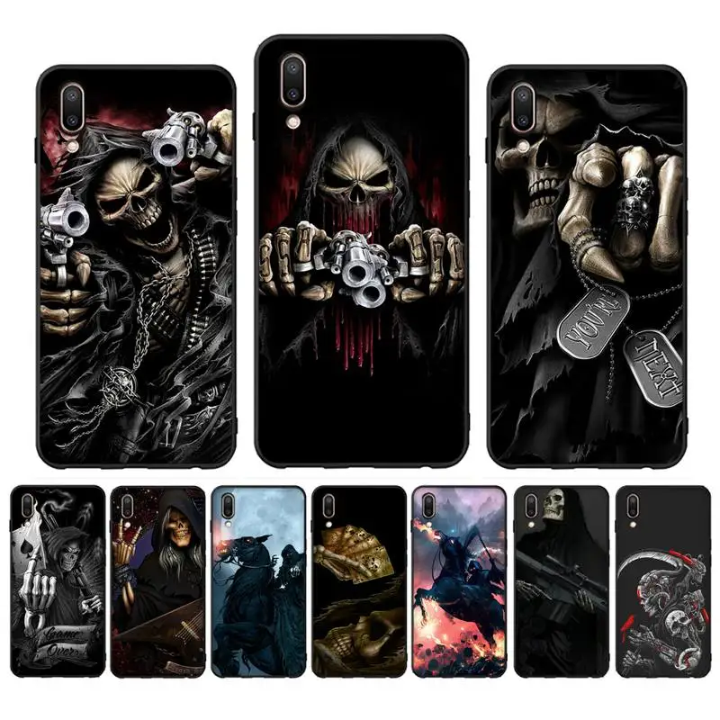 

Grim Reaper Skull Skeleton Phone Case Case For Oppo Reno Realme C3 6Pro Cover For vivo Y91C Y17 Y19 Funda Capa