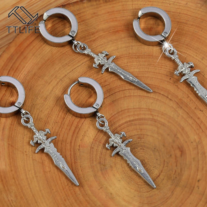 TTLIFE Мужские Винтажные серьги в стиле хип-хоп крест из нержавеющей стали