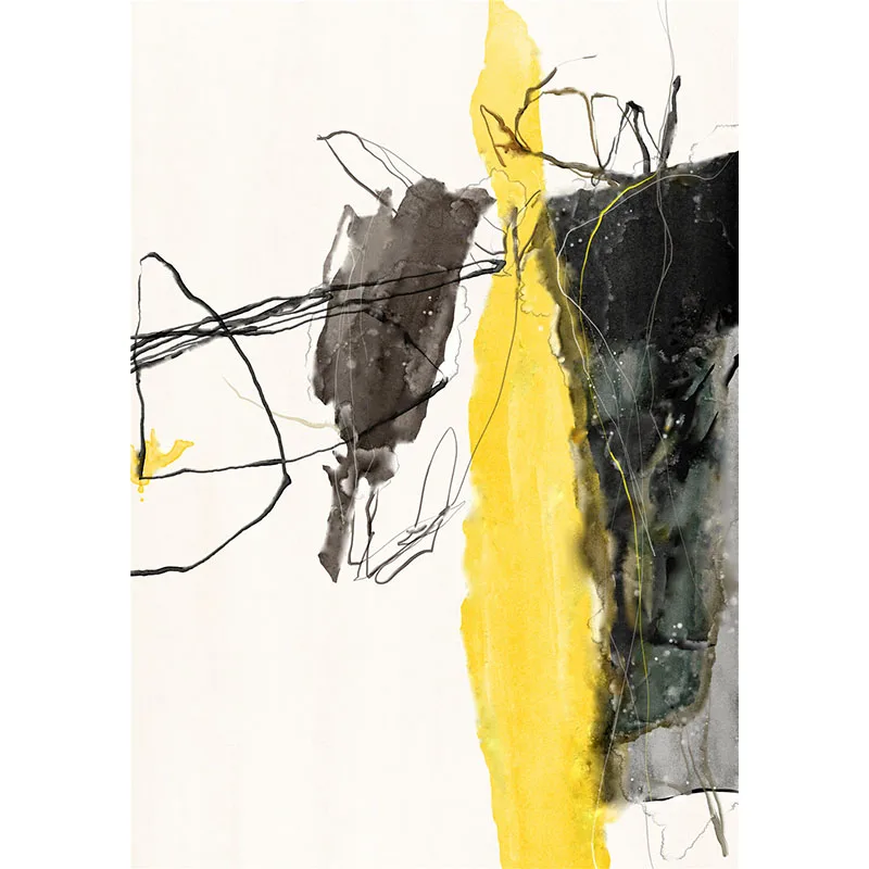 

Nordic Modern Art Hand-painted Abstract Poster Picture Yellow Canvas Wall Art Living Room Bedroom Decoration Painting Frameless