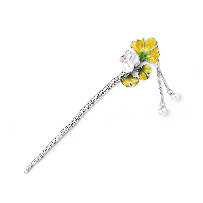 Заколки для волос Morkopela гинкго с эмалью свадебные шпильки свадебной прически