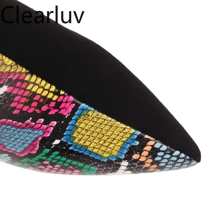 

Fashionable snake pattern high boots Pointed Toe Over The Knee Boots snake print zipper boots women's winter boots size 34-44