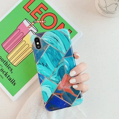 Geometric F Роскошный Мраморный чехол чернильно-зеленого цвета для iPhone X, XR, XS, Max, 7, 8 Plus, мягкий силиконовый чехол s, для iPhone 11 Pro, Max, 8, 7, 6, 6S Plus, чехол - Цвет: Geometric F