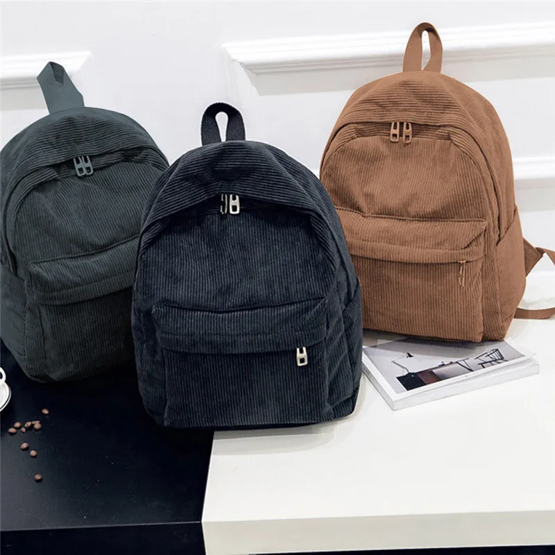

Corduroy Backpack Fashion Women School Backpack Pure Color Women Backpack Teenger Girl School Bags Female Mochila Bagpack Pack