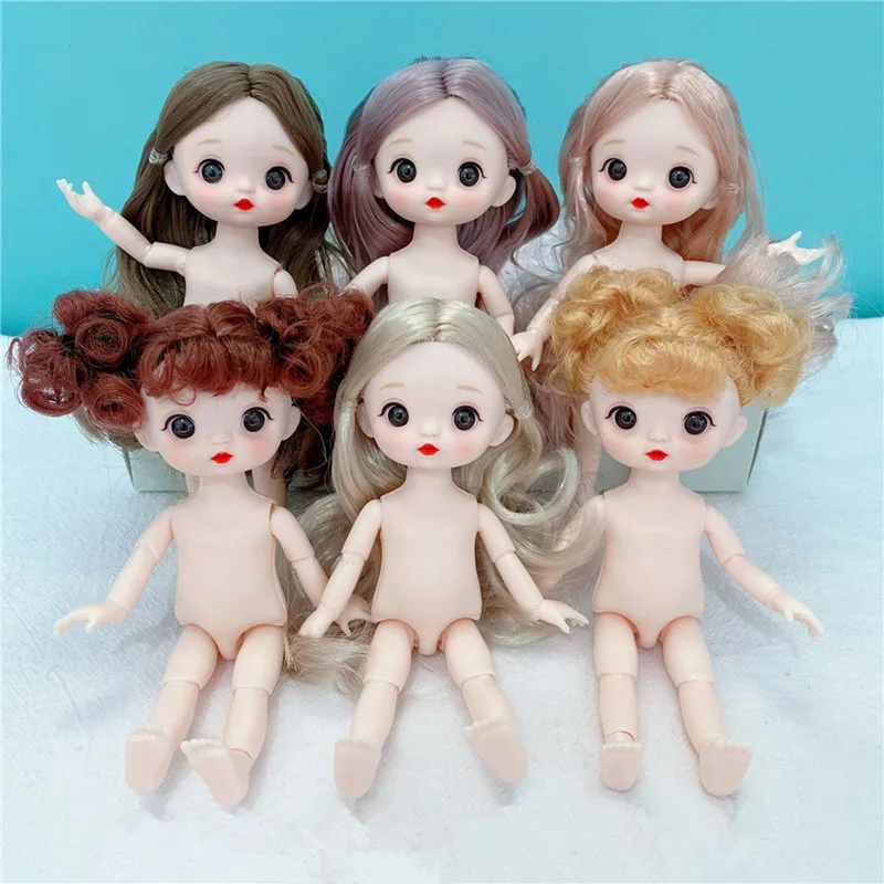 

16cm BJD Doll 13 joints are movable 6-inch Nude Doll 3D Eyes Girl Fashion Body Dress-up Toy for Shoes The Best Gift for Children