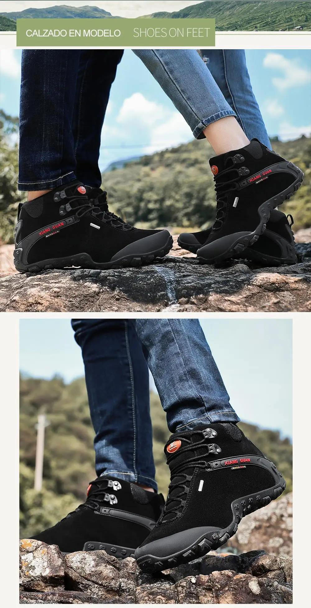 XIANG GUAN Men Hiking Shoes Male Waterproof Trekking Boots Outdoor Jogging Sneakers Tactical Trainers Climbing Mountain Shoes