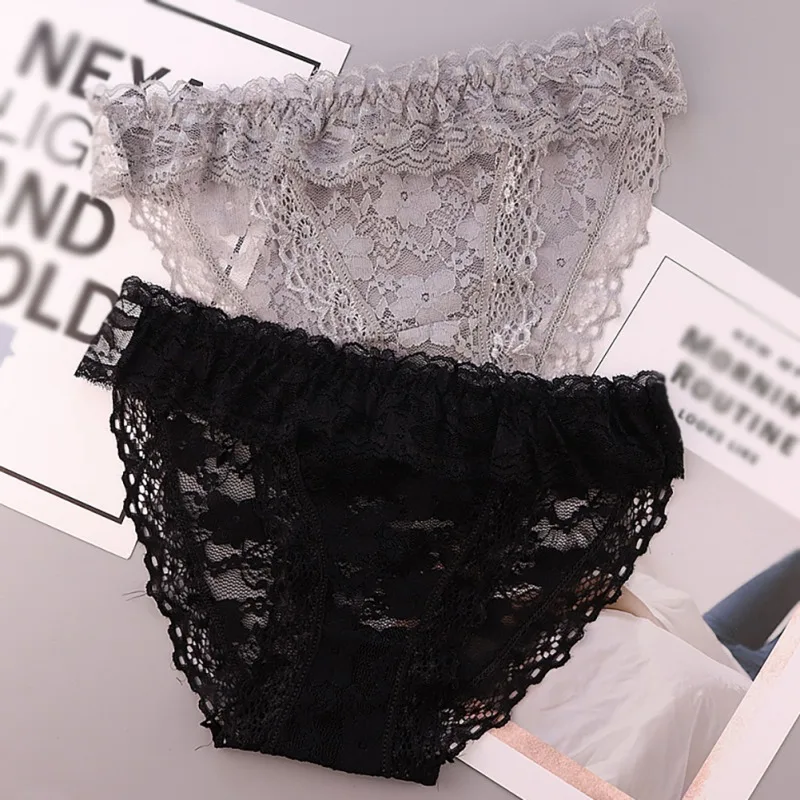 Сексуальные кружевные трусики с низкой талией женское нижнее белье милые рюшами